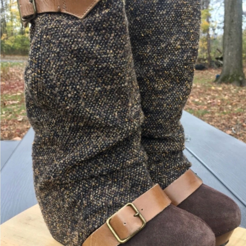 Irregular Choice longer lashes wedge boots brown rare